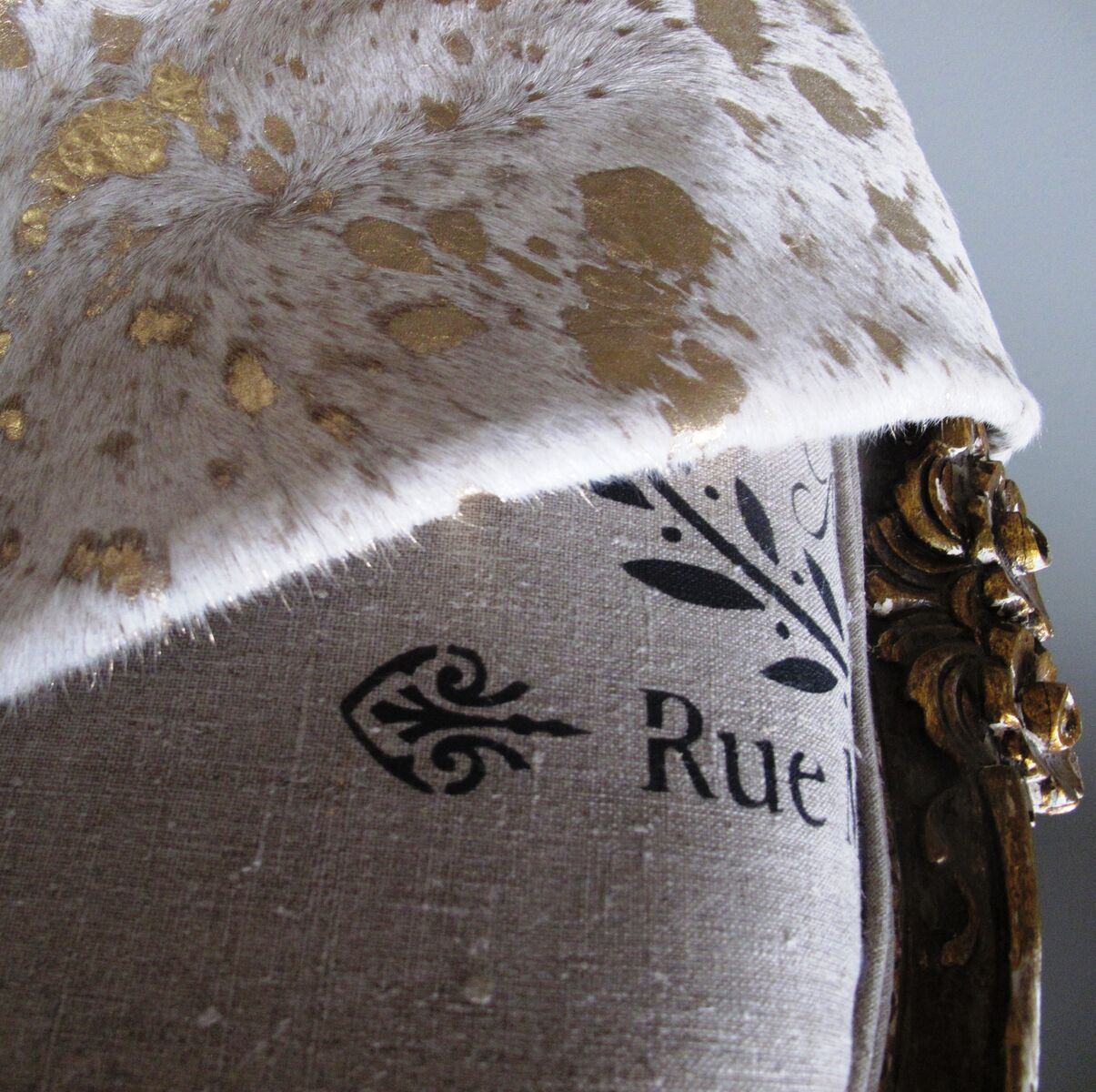 Gold Metallic Cowhide Rug Detail