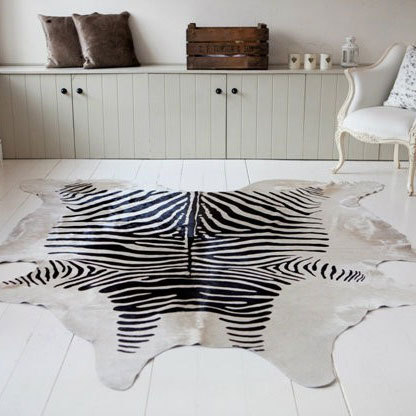 Zebra Print Cowhide Rug